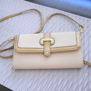 Cream & gold shoulder wallet purse